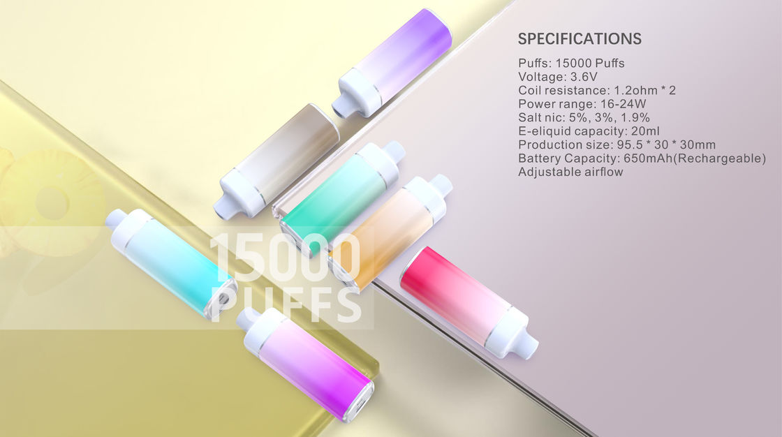 Pre Filled E Cigs 20ML 15000Puffs 650Mah Rechargeable Dual Mesh coil
