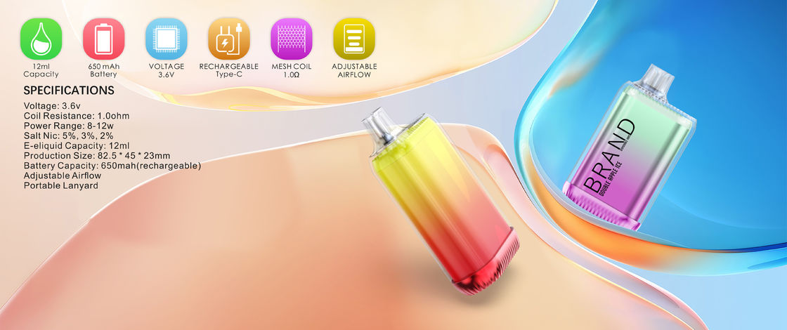 Disposable Pod Device 12ml 8000Puffs Portable Lanyard 650mAh Rechargeable