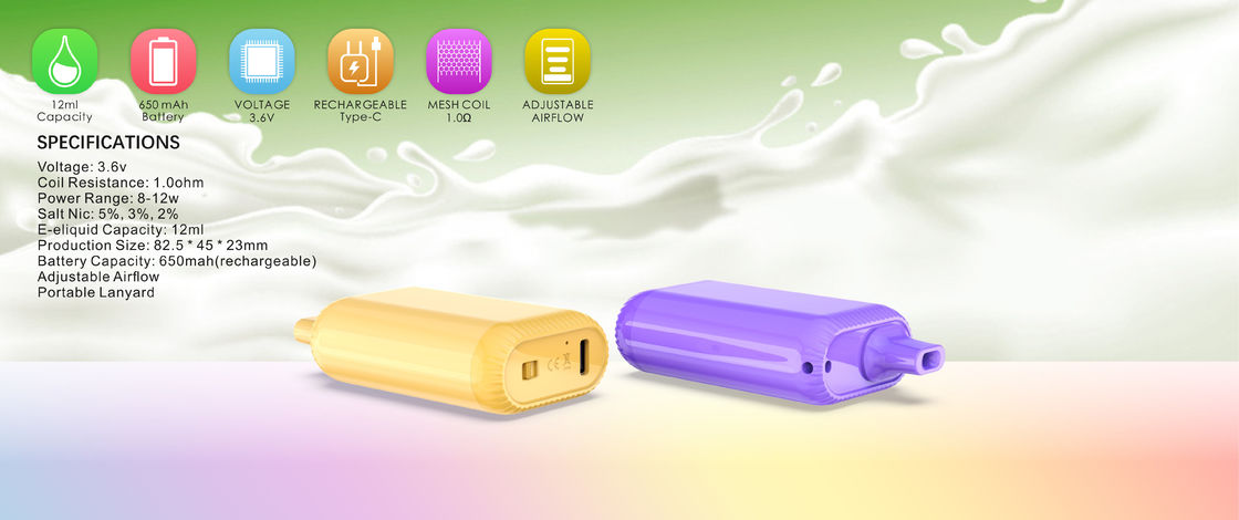 Disposable Pod Device 12ml 8000Puffs Portable Lanyard 650mAh Rechargeable