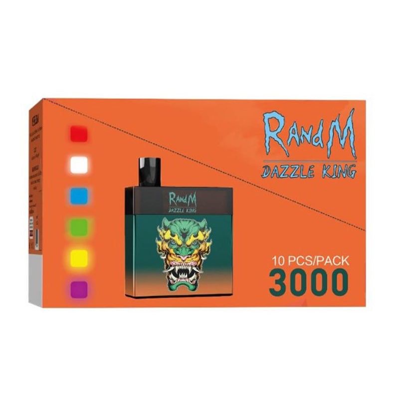 RandM Dazzle King Pre Filled Vape Pods , 3000 Puff Vape Rechargeable With Light