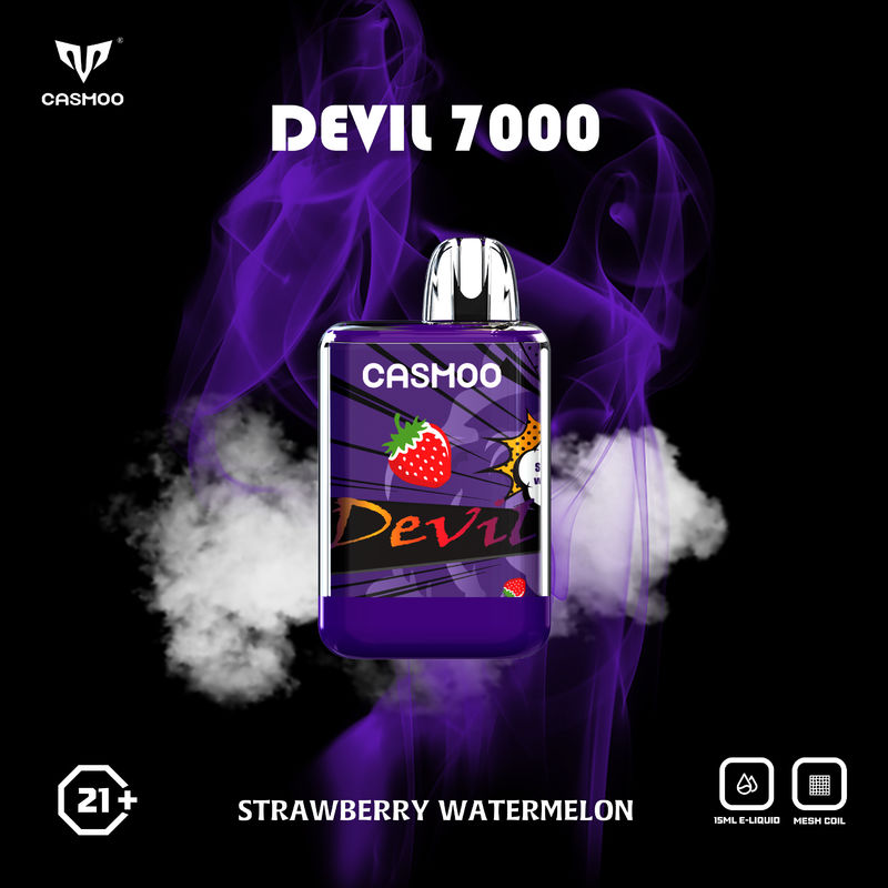 Rechargeable Flavoured e Cigarettes 7000 Puff Vape With Mesh Coil Casmoo Devil 7000 Disposable