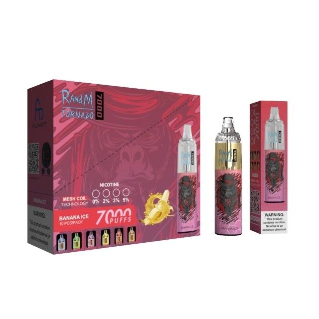 7000 Puffs Electronic Vape Device 1.2ohm Mesh Coil Adjustable Airflow RANDM TORNADO 7000