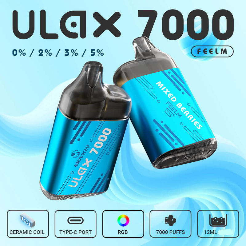 MOVKIN ULAX 7000 DISPOSABLE VAPE POD 12ML with Type-C port 6 RGB lights